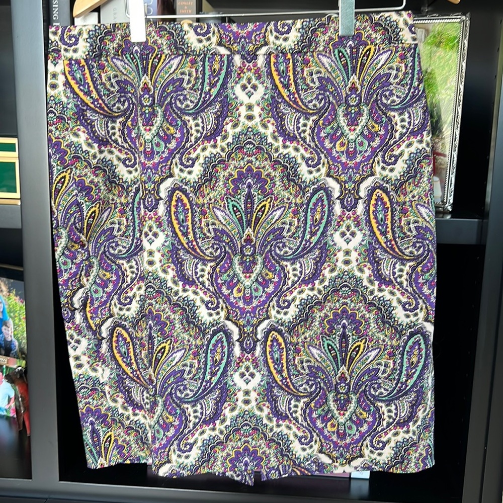 J Crew Paisley pencil skirt 10